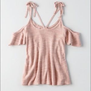 AEO Blush Pink Strappy Shoulder Cutout Tank Top